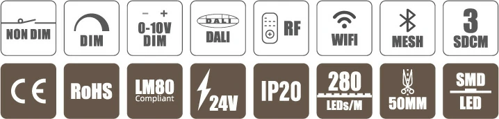 Subsize 2216 280LEDs/M IP20 24V LED Strip Lights